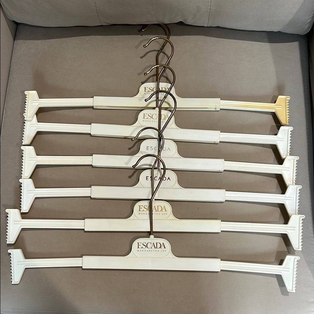 Escada White and Gold Pant Hangers Set